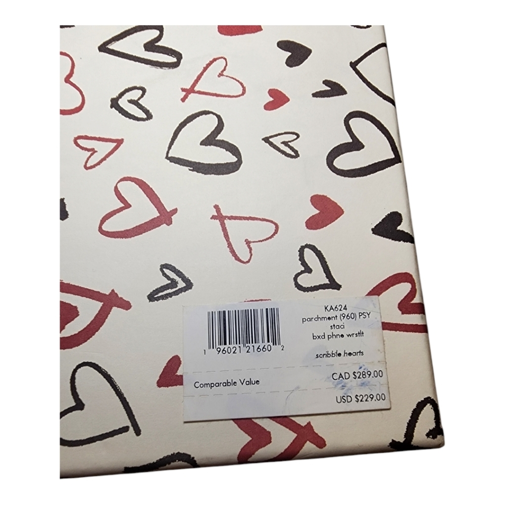 kate spade NWT Scribble Hearts Phone Wallet Wristlet Purse Holiday - Picture 13 of 16